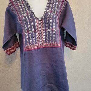 CAbi Purple and Red Embroidered Tunic